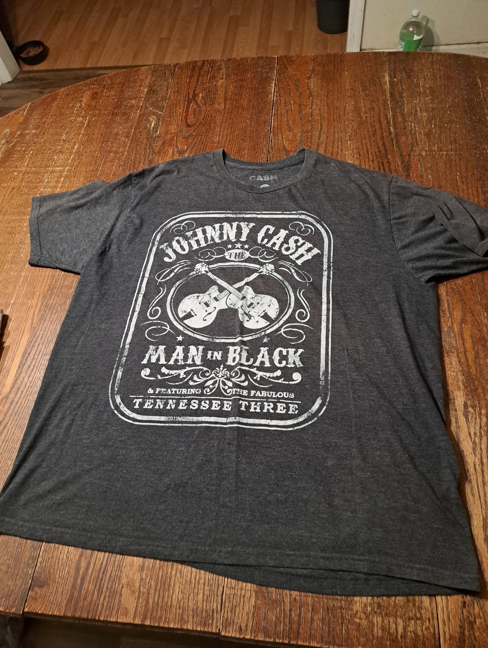 Unisex 2X Johnny Cash Grey White Short Sleeve Crew Neck Tee Tshirt Top Shirt